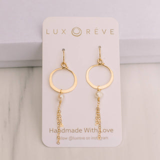 Mini Pearl Hoop Dangle Earrings