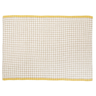 Two-Tone Gingham Kitchen Towel Natural & Dijon