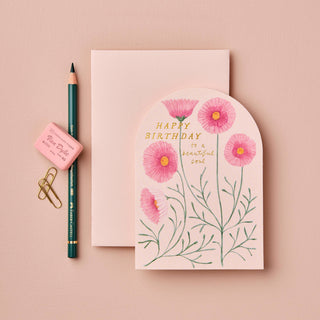 Pink Cosmos Happy Birthday to a beautiful soul Card