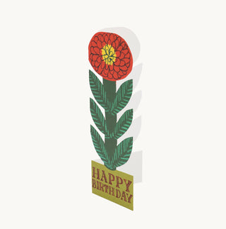Cheery Red Flower Happy Birthday Card