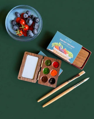 6 Color Wooden Watercolor Palette - Garden Harvest - Iris & Stout