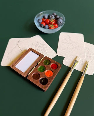 6 Color Wooden Watercolor Palette - Garden Harvest - Iris & Stout