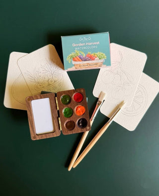 6 Color Wooden Watercolor Palette - Garden Harvest - Iris & Stout