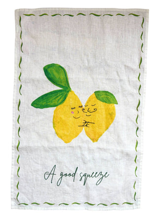 A Good Squeeze! Lemon Linen Tea Towel - Iris & Stout