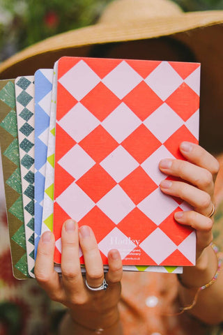 A5 Red and Pink Chequered Sketch/Notebook - Iris & Stout