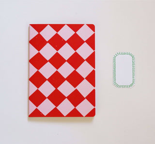 A5 Red and Pink Chequered Sketch/Notebook - Iris & Stout