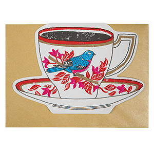 Birdy Tea Cup Greeting Card - Iris & Stout