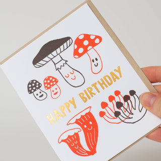 Birthday Mushrooms Letterpress Greeting Card - Iris & Stout