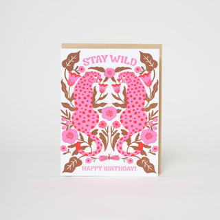 Birthday Stay Wild Leopards Letterpress Greeting Card - Iris & Stout