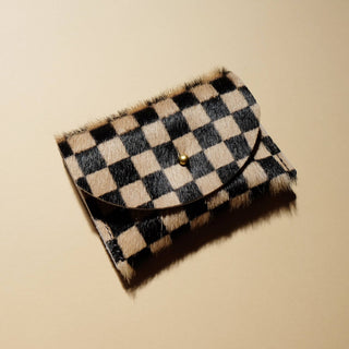 Cardholder - Tan Checkered Hair on Hide - Iris & Stout