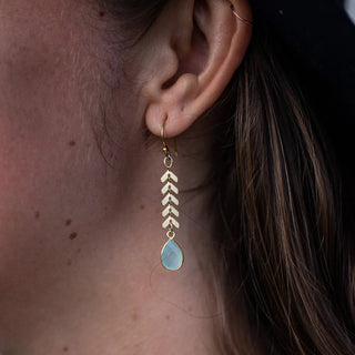 Cascade Drop Earrings - Aqua Chalcedony - Iris & Stout