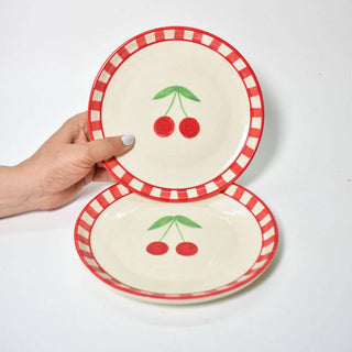 Ceramic Cherry Dessert Plate - Iris & Stout