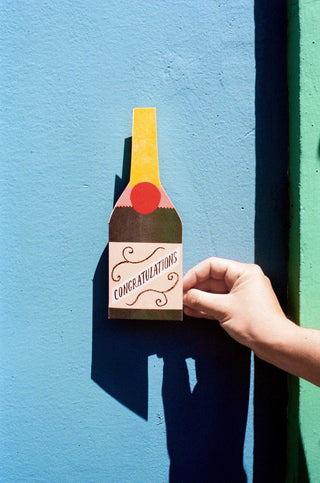 Champagne Bottle Shaped Card - Iris & Stout