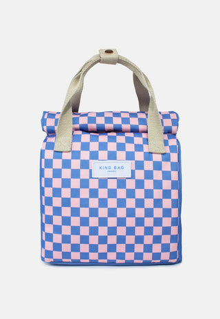 Checkerboard Blue & Pink Lunch Bag - Iris & Stout