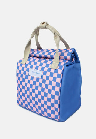 Checkerboard Blue & Pink Lunch Bag - Iris & Stout