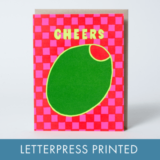 Cheers Olive Holiday Letterpress Card - Iris & Stout