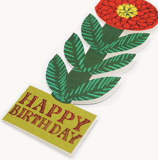 Cheery Red Flower Happy Birthday Card - Iris & Stout