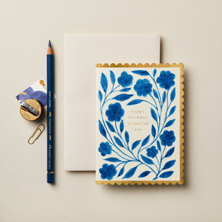 Delft Flora 'Happy Birthday Beautiful One' Card - Iris & Stout
