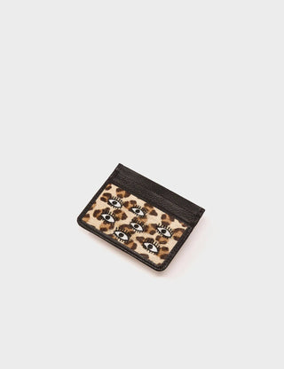 Filium Animal Print Leather Cardholder - All Over Eyes Embroidery - Iris & Stout