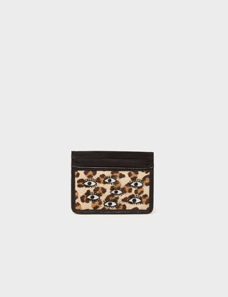 Filium Animal Print Leather Cardholder - All Over Eyes Embroidery - Iris & Stout