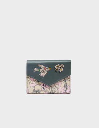 Fiona Parfait Pink Leather Wallet - Tangle Tales Black Design - Iris & Stout