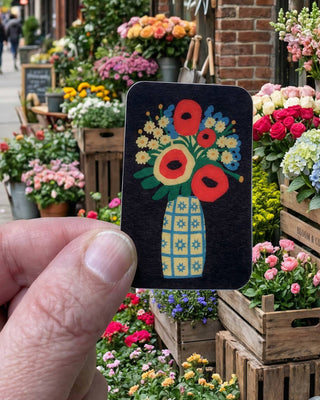 Folk Flower Vase Sticker - Iris & Stout