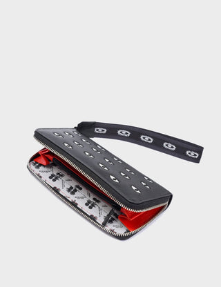 Francis Black Leather Wallet - All Over Eyes Embroidery - Iris & Stout