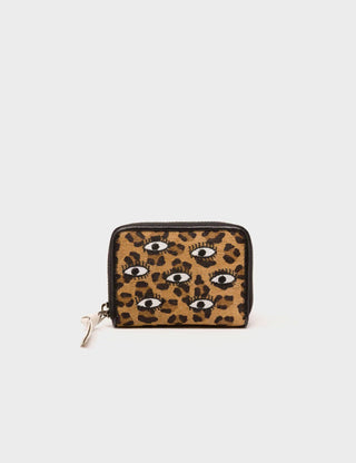 Frodo Animal Print Leather Zip Around Wallet - All Over Eyes Embroidery - Iris & Stout
