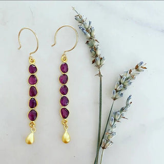 Garnet Bar Earrings - Iris & Stout