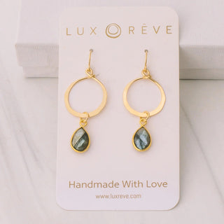 Gold - filled Labradorite Hoop Earrings - Iris & Stout