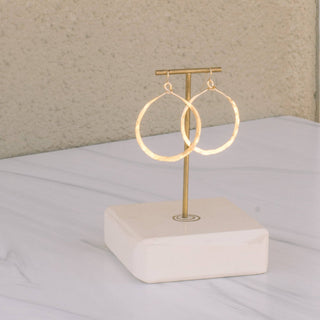 Gold Hammered Hoop Earrings - Iris & Stout