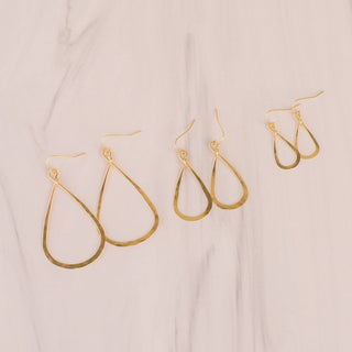 Gold Hammered Tear Drop Hoop Earrings - Iris & Stout