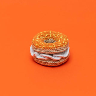 Hand Crochet Bagel & Cream Cheese Dog Toy - Iris & Stout