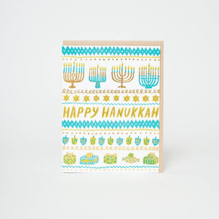 Hanukkah Stripes Letterpress Greeting Card - Iris & Stout