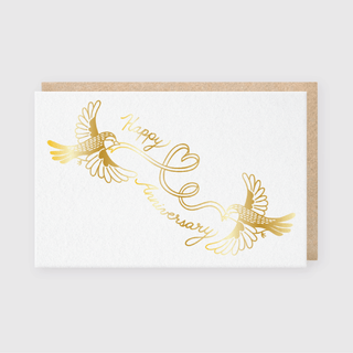 Happy Anniversary Foil Doves Greeting Card - Iris & Stout