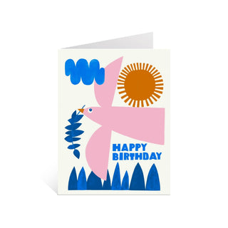 Happy Birthday Pink Bird Greeting Card - Iris & Stout