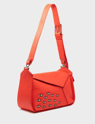 Houston Fiesta Red Leather Shoulder Bag - Eyes Embroidery - Iris & Stout