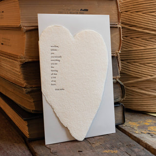Kahlo Quote Deckled Heart Handmade Paper Letterpress Card - Iris & Stout