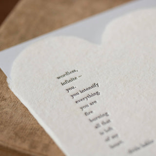 Kahlo Quote Deckled Heart Handmade Paper Letterpress Card - Iris & Stout