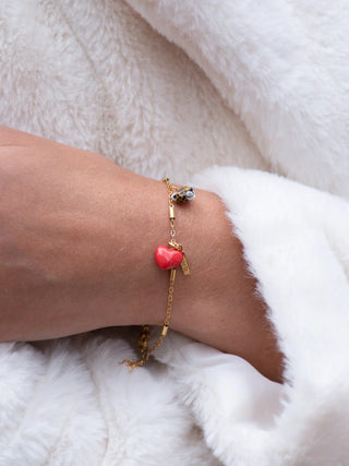 Leopard and Heart Chain Bracelet - Iris & Stout
