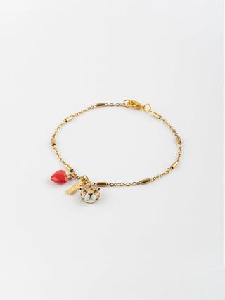 Leopard and Heart Chain Bracelet - Iris & Stout