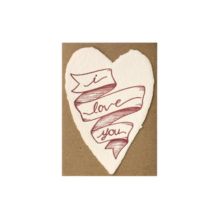 Love Heart Blush Letterpress Deckled Shape - Iris & Stout
