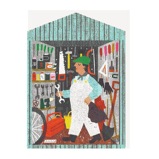 Man in Shed Die Cut Card - Iris & Stout