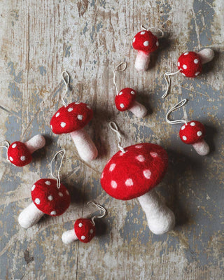 Nordic Felted Mushroom Ornaments - Medium - Iris & Stout