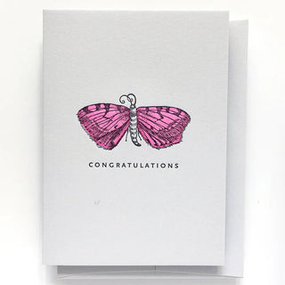 Pink Moth Congratulations Card - Iris & Stout