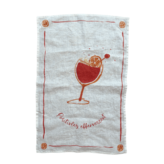 Positively Effervescent - Aperol Spritz Linen Teatowel - Iris & Stout