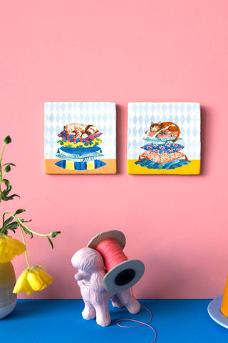 Sleepy dog | StoryTiles art on tile - Iris & Stout