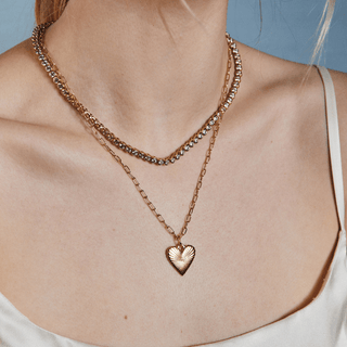 Small Ribbed Heart of Gold Necklace - Iris & Stout