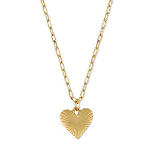 Small Ribbed Heart of Gold Necklace - Iris & Stout