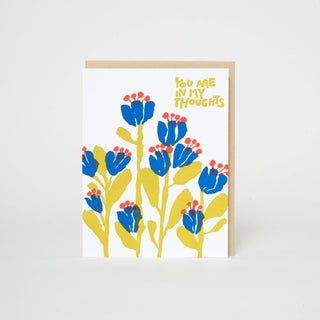 Sympathy In My Thoughts Flowers Letterpress Greeting Card - Iris & Stout
